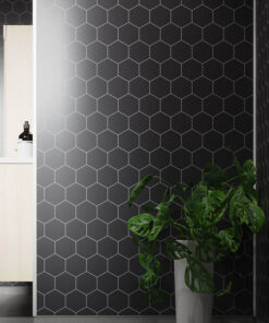 Alternative view of Fibo Black Silk Hexagon Tile