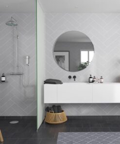Fibo Medium Grey Herringbone Tile