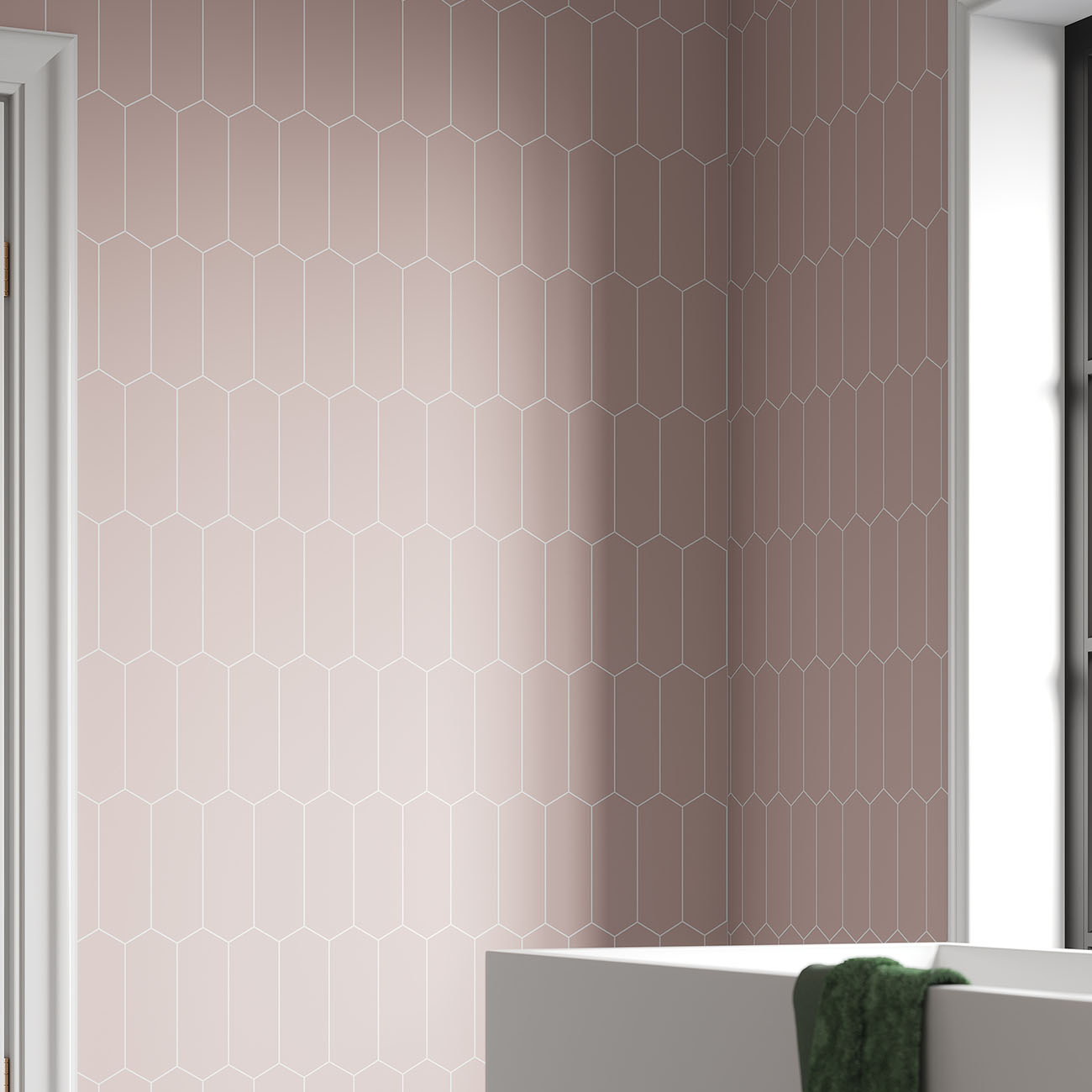 Fibo Dusky Pink Elongated Hexagon Tile - Image 3